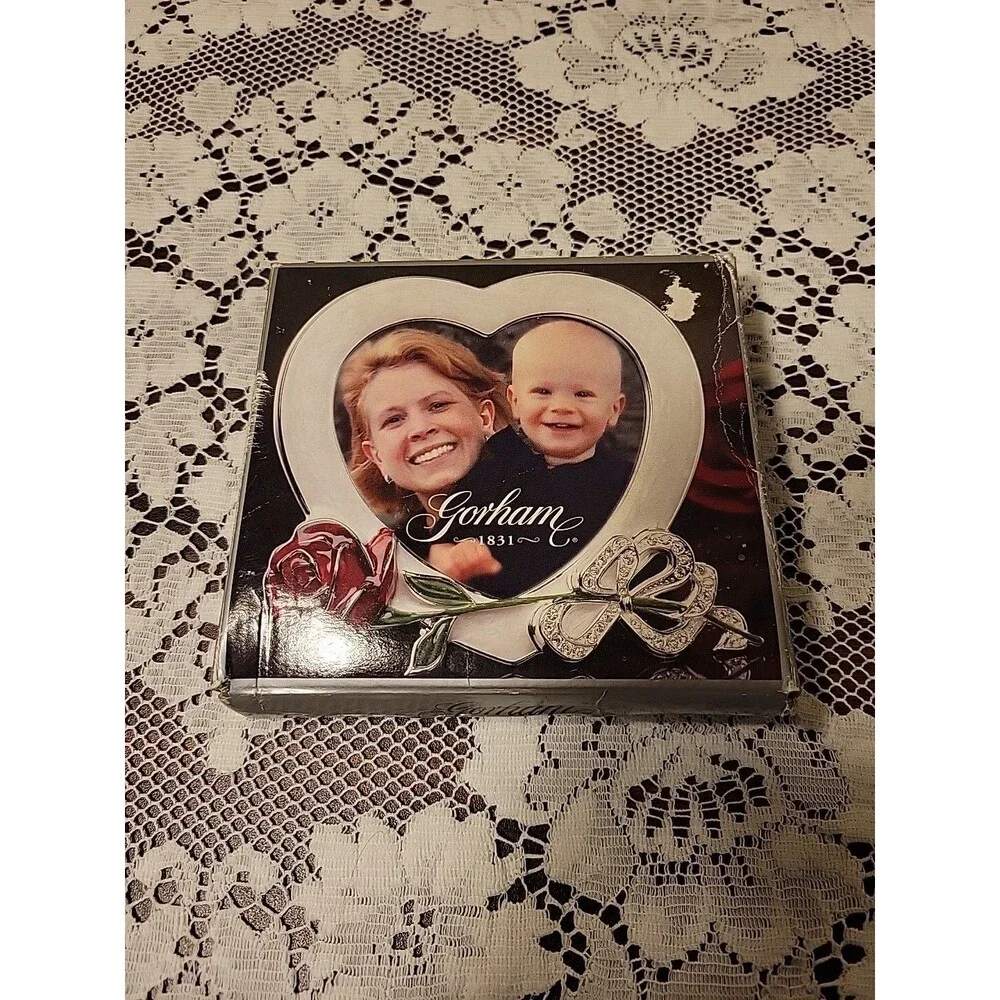 Gorham Rose Photo Picture Frame Silver Plate Enamel 3